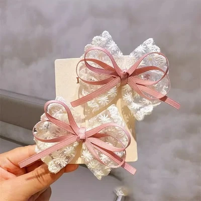 2#Pink lace bow [one]