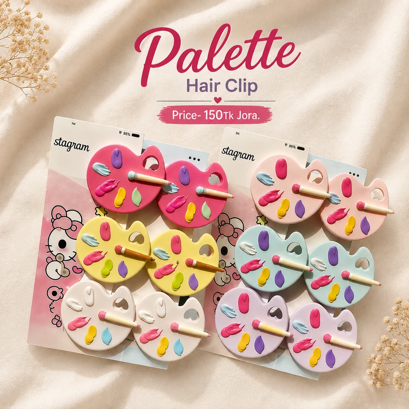 Cute Artificial Palette Hair Clip, Sweet Girl Mini Drawing Board Duckbill Clip Spring and Summer New Versatile Popular Hair Accessories