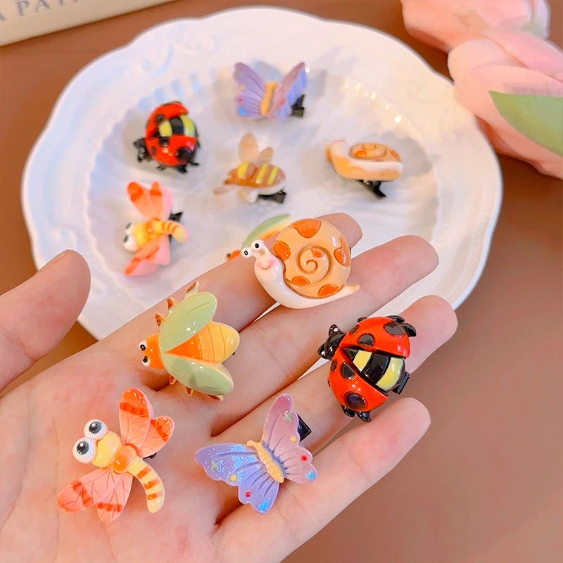 2 Pack ~ Cartoon Cute Snail Bee Hairpin suit Sweet Butterfly Hairpin Bangs Fun Headwear