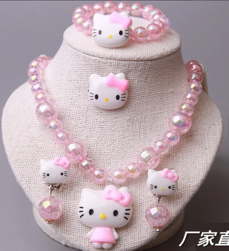 Children's cartoon new jewelry Frozen princess Elsa Cinderella pendant necklace ear clip suit