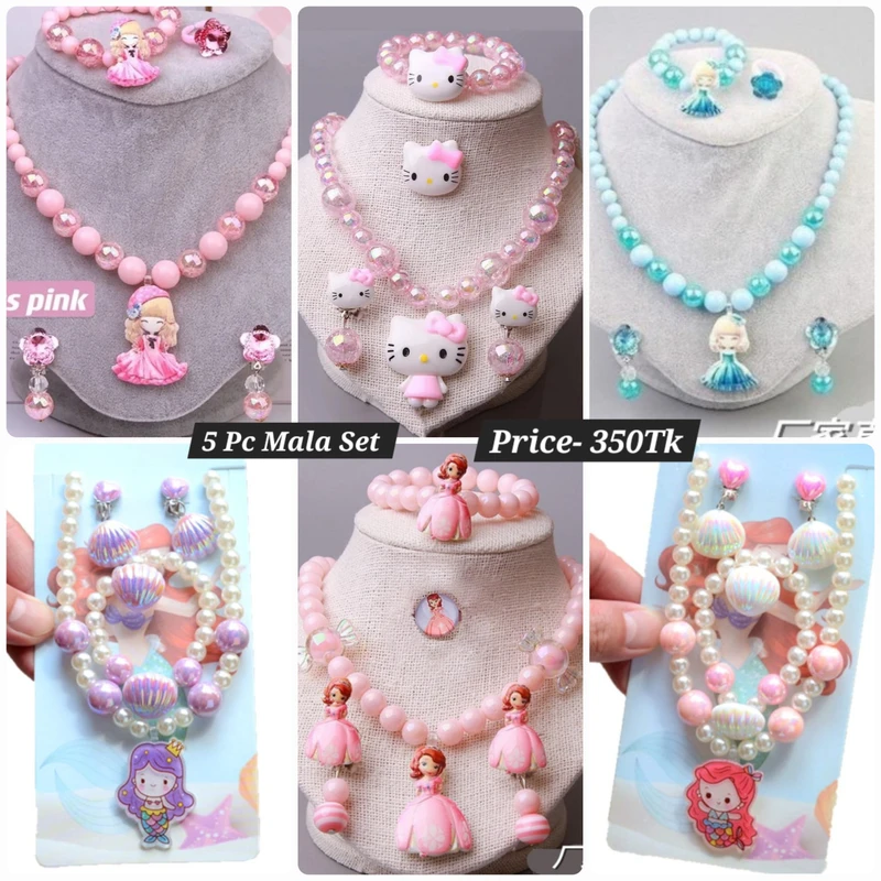 Children's cartoon new jewelry Frozen princess Elsa Cinderella pendant necklace ear clip suit