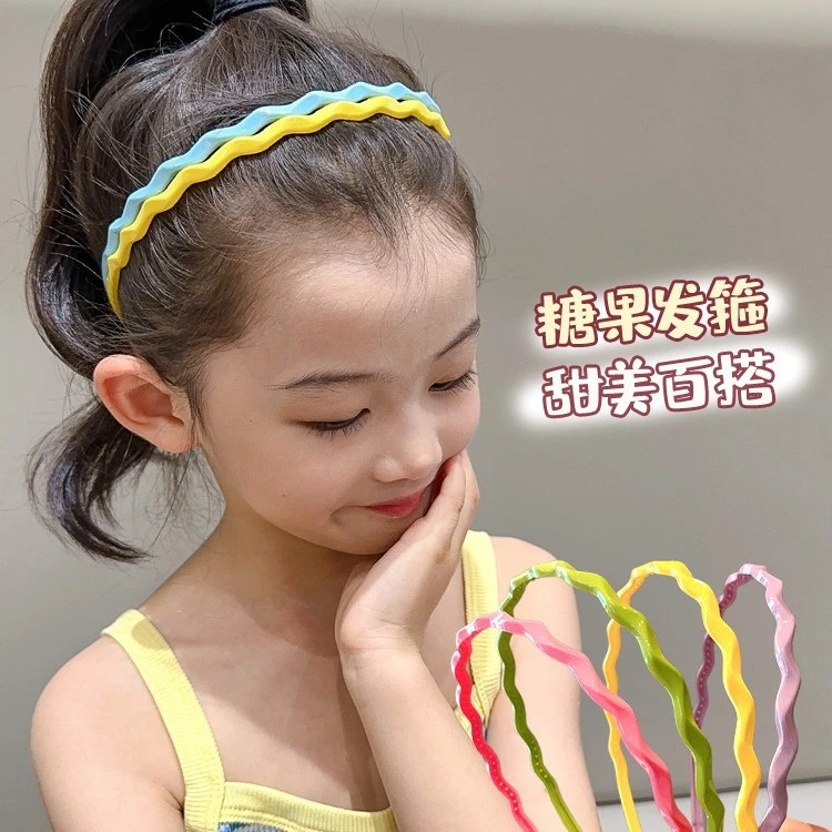 Children's Hair Band, New Girls' Wave Pressing Hair Card Baby Non-slip Headband Little Girl's Headwear