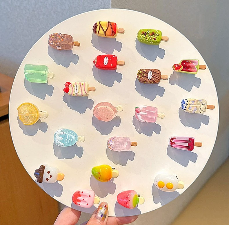 Summer Artificial Ice Cream Popsicle Hairpin Female Forehead Side Bangs Clip Cute Duckbill Clip Kidsren's Hairpin Hair Accessories