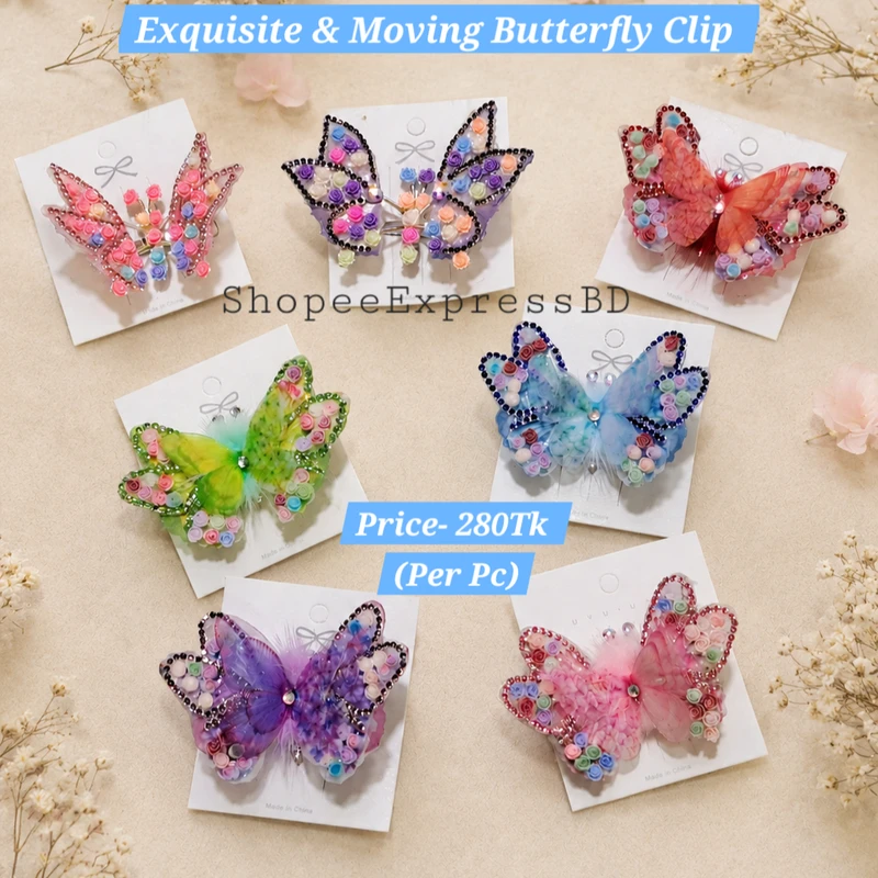 Children's Butterfly Hairpin, High-End, Exquisite and Moving Clip, Princess Super Fairy Stereo Rhinestone Hairpin, Girls' Hair Accessories