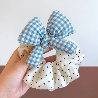 Blue plaid polka dots
