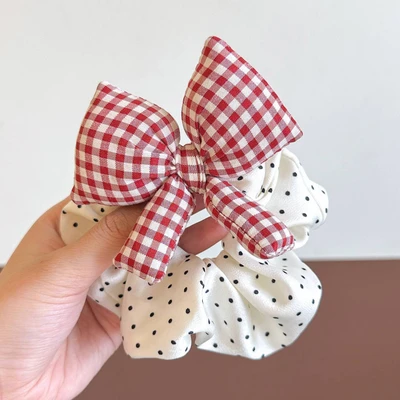 Red plaid polka dots