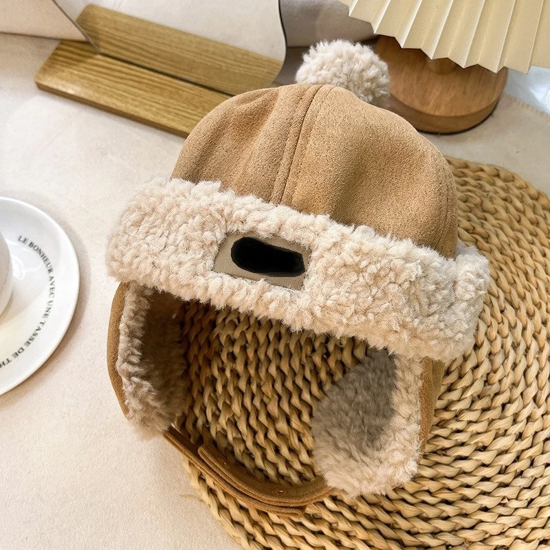 23 Winter New Model Yougg Children's Lei Feng Hat for Girls, Cycling Anti-Freeze Ear Protection, Cold-Resistant Hat for Boys and Girls, Baby Pullover Hat